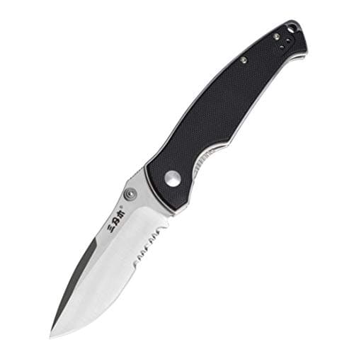 Sanrenmu 9012 Folding Pocket Knife with Liner Lock;12C27 Stainless Steel Blade and G10 Handle (Serrated Edge)