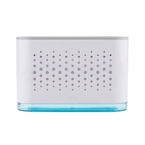 Minky Slimline Sink Tidy, Caddy With Removable Drip Tray, Storage Organiser, Brush and Sponge Holder for Kitchen, Cleaning Organiser, Made in The UK (White/Light Grey)