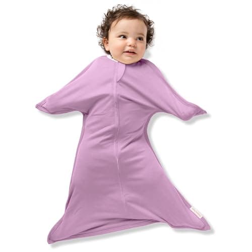 SleepingBaby Zipadee-Zip Transition Swaddle - Cozy Baby Swaddle Blanket with Zipper Convenience - Roomy Wearable Blanket for Easy Diaper Changes - Classic Lavender, Small (4-8 Month)