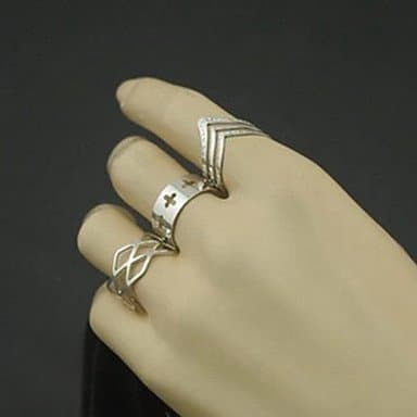European Hollow Shape Silver Women'S Midi Rings(3 Pcs)