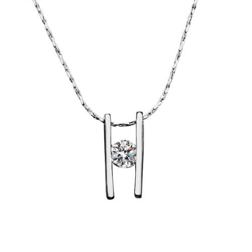 Women Fashion Jewelry Alloy Gold-Plated Rhinestone Crystal Silver Color Letter H Pendant Necklaces