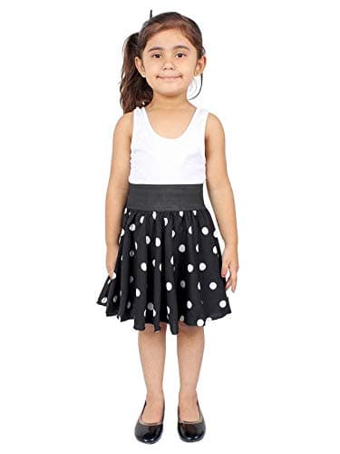 Small Black Polka Print Kids Crepe Skirt