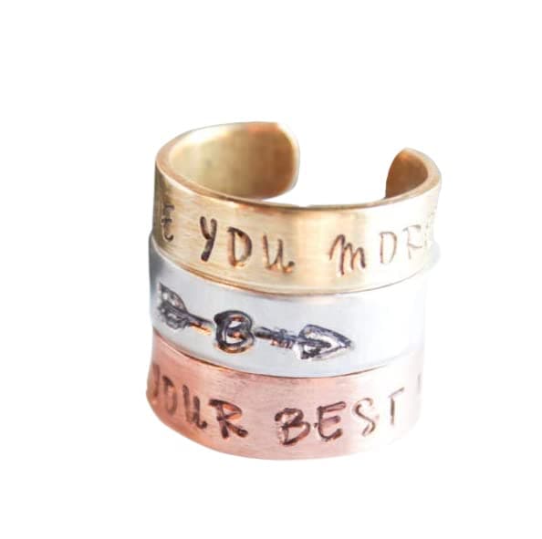 Tri Colored Stethoscope Charms | Rose Gold Charms Set of 3 Stethoscope Charm Rings | Custom Stethoscope Charm | Personalized ID Ring