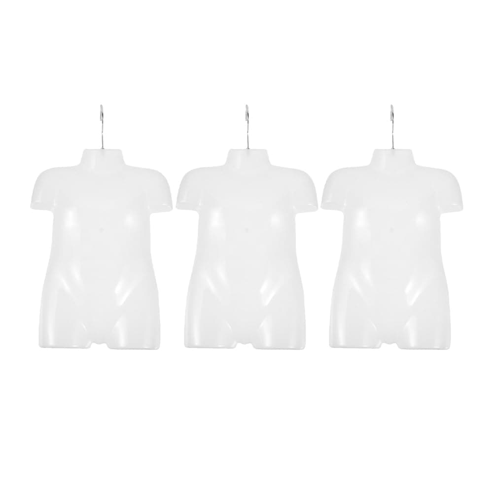 3 Packs Child Mannequin Half Body with Hook - 14.2 Inch Half Dress Form Hanging Mannequin Hollow Shell Torso - Child Underwear Swimsuit Clothes Hanger for Clothing Store Display (White)