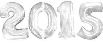 Huge 2015 Number Balloons - Silver 2015 Megaloons - Each Number 34 Inches Tall