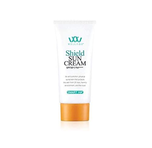 WELLAGE Real Hyaluronic Shield SUN CREAM SPF50+ PA++++ 50ml UV light fine dust skin problems - triple shielded sunscreen Made in KOREA Cosmetic