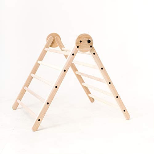 Homi Baby Climbing Triangle - Folds Up for Easy Storage - Made with Ethically Harvested Organic Hickory Hardwood in The USA (Cast Iron Black)