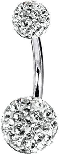 Disco Ball Belly Button Bars- G23 Titanium- 14G (1.6mm)- AAA+ Crystals- Packed in a Lovely Velvet Bag.