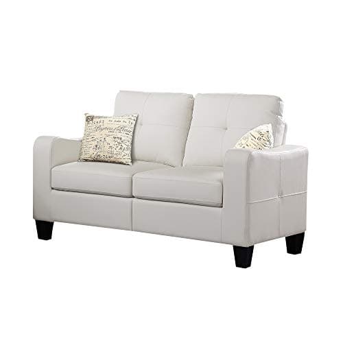 Lohoms Modern Faux Leather Sofa and Loveseat Sets Contemporary 3 Seat Couch and Loveseat Sofa for Living Room (White)