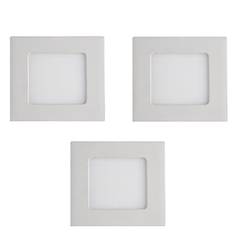 Els Banys 08 3753 01 – Kit of 3 Recessed LED Lamps, Extra-Flat, 3 W, Aluminium, 8.5 x 8.5 cm, White