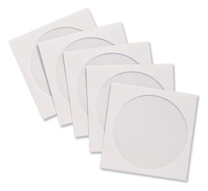 50 x High Grade White CD/DVD/Bluray Paper Disc Sleeve Envelopes with Clear Window by Dragon Trading