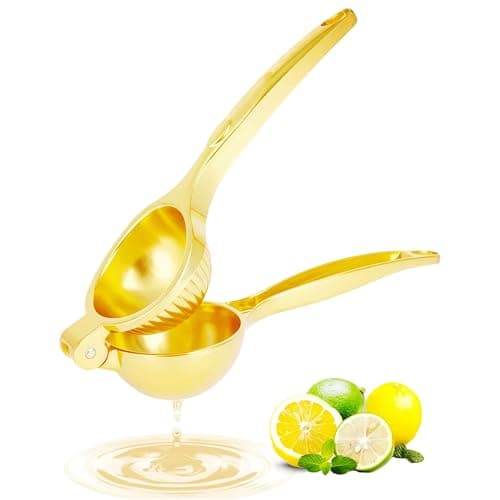 Lemon Squeezer Manual Lemon Squeezer Heavy Duty Zinc High Yield Threaded Groove Squeezer for Small Oranges and Limes for Cocktails Home Restaurant Kitchen Utensils (Gold)