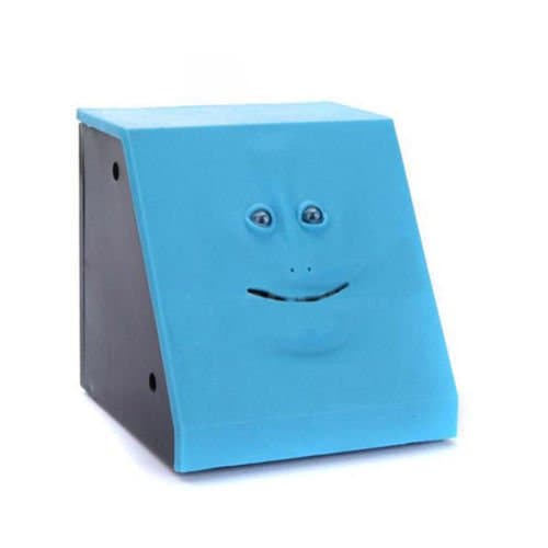 Blue Face Bank Electronic Face Saving Money Coin Eating Box Piggy Bank Fun Gift
