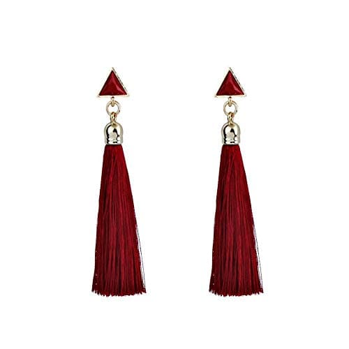 European and American National Wind Triangle Long Tassel Rope Wedding Earrings