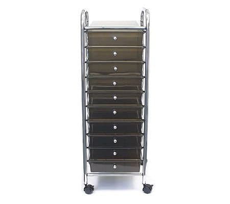 Storage Studios Home Center Rolling Cart W/10 Drawers-15.25'X37.5'X13' Smoke