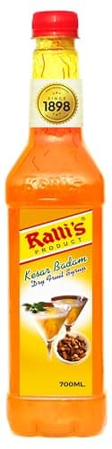 Ralli's Kesar Badam Syrup Sharbat 700ml | Premium Instant Refreshing Drink | Ready to Mix With Water, Milk, Ice Creams, Faloodas, Mock Tails, Desserts & Sweets