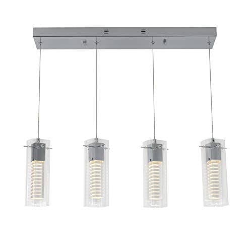 artikaHOL4P-RN Hologram 4-Pendant Dimmable Ceiling Fixture with Integrated Led and a Clear Glass Shade, Chrome Plated, 4-Light
