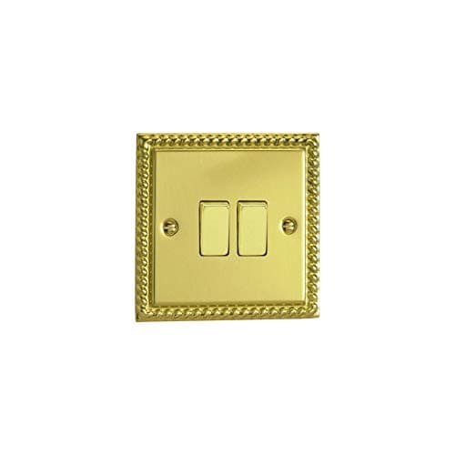 Varilight - 2G 1 or 2W 10A Switch Georgian Brass - XG2D