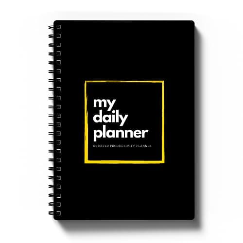 Amazon Brand - Eono Daily Planner Undated, Schedule Your Day, Manage to-do List, Goals Tracker, Wellness Tracker - 3 Month Planner (Black)