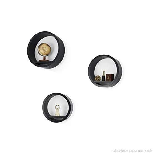 Woodsy Wooden Wall Shelf Round Shape (Black)