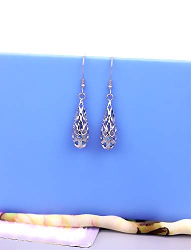 Waterdrop 925 Sterling Silver Filigree Dangle Earrings for Women