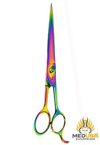 MedUSA Professional Multi-Color Razor Edge Japanese Stainless Steel Titanium Coated Pet Grooming Scissor Shear 8"
