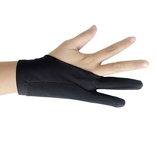 Free Size Black Tablet Drawing Anti-fouling Glove Artist Two Finger Glove for Graphic Tablet, Art Creation and iPad Pro Pencil Fit for Right Hand or Left Hand