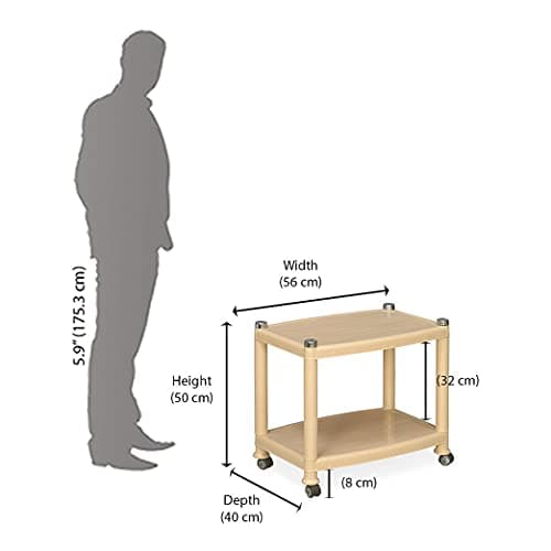 Nilkamal CENTBL2 Contemporary Center Trolley Coffee Table/Tea Table/Teapoy for Home/Living Room/Office & Outdoor (Plastic), Marble Beige Colour