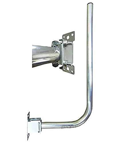 Digitalis Direct Aerial Mast 2’ Foot Bent L Shaped Alloy TV Pole & Bracket Kit for Loft Eaves or Wall etc