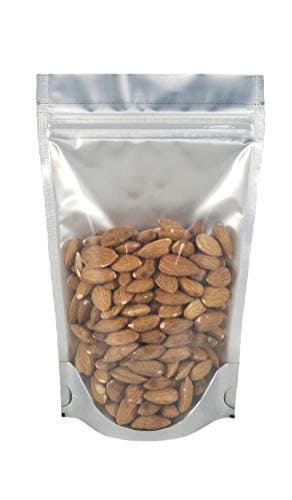 Black/Clear Mylar Stand Up Bags Pouches with Zipper, Notch for Food Storage 5 X 8 X 2.5 inches (4oz) 200 pcs