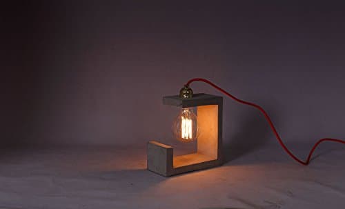 Industrial Concrete Floor Lamp – Contemporary Design – Red Cord – Small Factory 02