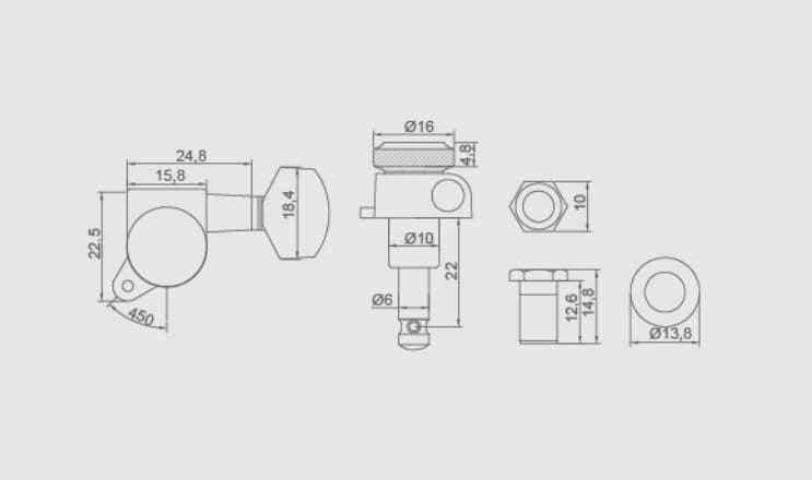 Guyker Guitar Locking Tuners (6 for Left) - 1:18 Lock String Tuning Key Pegs Machine Head with Hexagonal Handle Replacement for ST TL SG LP Style Electric, Folk or Acoustic Guitars - Golden