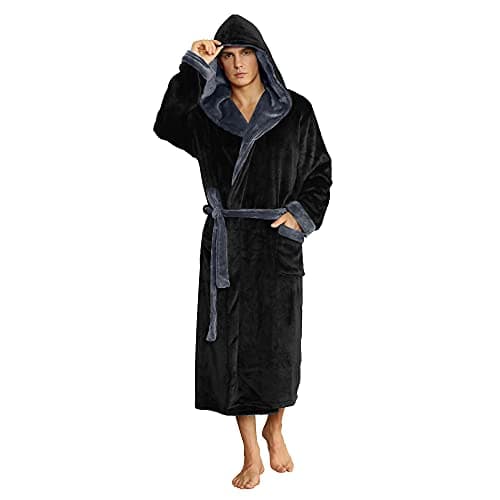 U2SKIIN Mens Fleece Robe Plush Collar Shawl Bathrobe