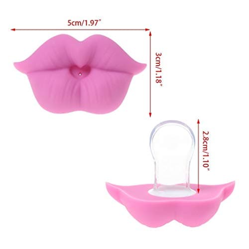 3Pcs Cute Kissable Mustache Pacifier for Babies Funny Lips Baby Pacifiers - BPA Free Latex Free