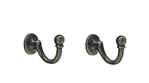 Decozo Workroom Supplies 1 Pair Tieback Tassel Ball End Cup Wall Hooks Small - from Antique Brass, Black Nickel, Brass, Chrome, Cream, Matt Nickel, White (Antique Brass)
