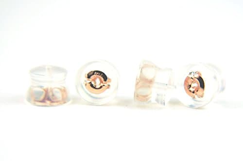 Jewelry Yokoyama Earring Backs Soft Clear Silicone and 14k Rose Gold Small 2 Pairs Fit Earring Backs Made in Japan