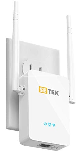 SETEK WiFi Extender Signal Booster, up to 2400 sq.ft Coverage, Wireless Internet Superboost Amplifier - Covers 15 Devices with 2 External Advanced Antennas, 5 Working Modes, LAN/Ethernet Port (White)