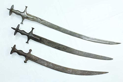 Rajasthan Gems Antique Set of 3 Sword Old Steel Blade Vintage Steel Handle