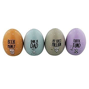 Money Box/Pot ~ Egg Shaped Savings Pots ~ Set of 4 ~ EGGCELLENT DAD