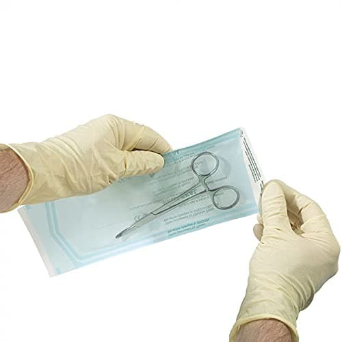 200 - Premium Self Seal Sterilisation Pouches. Heavyweight 70gsm Paper.Size 60mm x 100mm. Blue Tinted Transparent 2-ply Laminate Film allows easy viewing of the contents. PBS Medicare Best Price Pouches.
