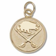 Buffalo Sabres Buffalo and Crossed Swords 5/8" Round Logo Charm - Gold Plated Jewelry