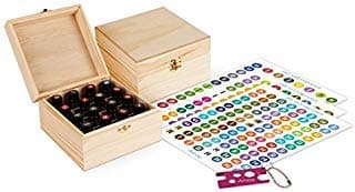 Wooden Essential Oil Box - Holds 16 30ml Essential Oil Bottles - Includes Labels & Bottle Opener Tool - Great for Storing Now & Other 1 Ounce Bottles