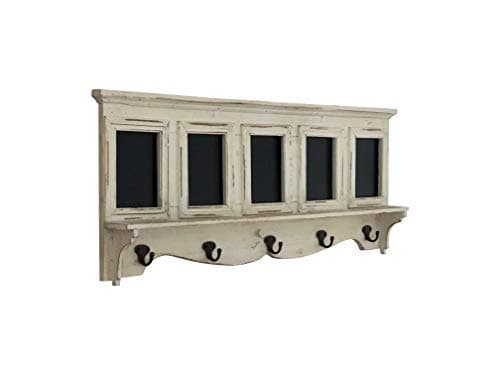 Chalkboard Labels Rustic Brown Torched Wood Finish Wall Mounted Coat Hooks Hanger Coat Rack Key Hook 30"X13"