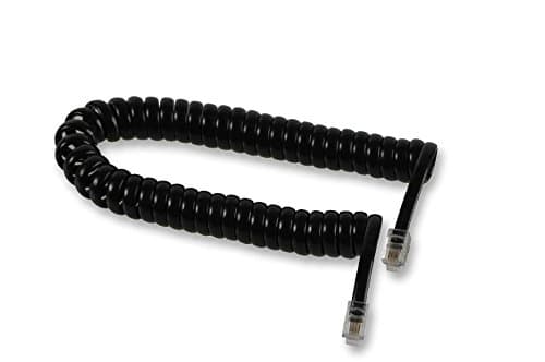 Replacement Telephone Handset Cords Coiled Cable (1 metre, Black) 30cms coiled