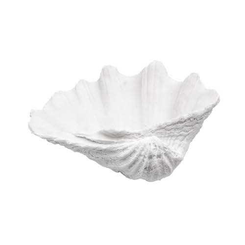 Medium White Scalloped Clam Shell Bowl Sea Shell Decor for Nautical Beach House,Coastal Decor Gift of Housewarming and Wedding Party