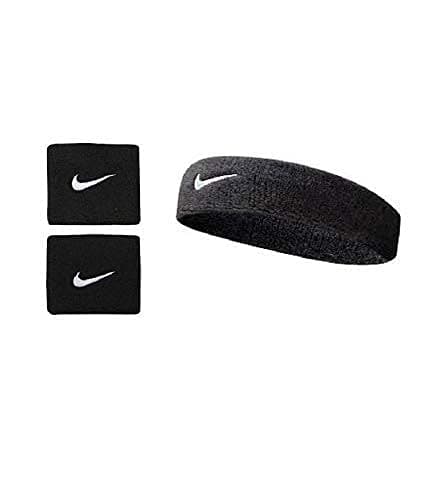 MSOB Sports Sweatband Set 1x Headband 2X Wristbands for Sports-Black (only Black)