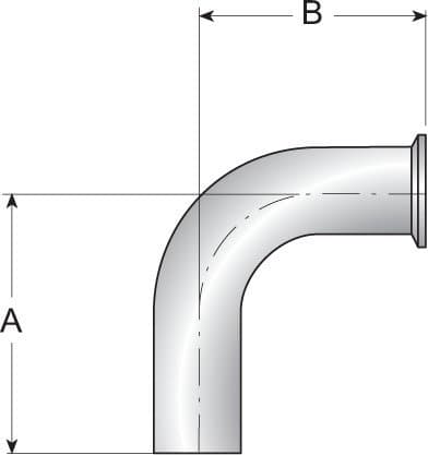 1" 90 Degree Weld x Clamp Elbow, 316L SS - 20Ra MPID/32Ra MPOD, SFF1 (PL)