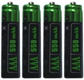 550mAh AAA NiMH Rechargeable Batteries 4 Pack