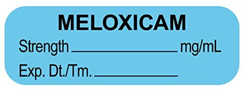 United Ad Label Anesthesia Labels MELOXICAM MG/ML, 1-1/2" x 1/2", Permanent Paper Label, Blue, One Roll of 610 Labels
