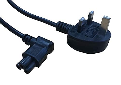 electrosmart 3m Black C5 Clover Cloverleaf 90 Degree Angled Mains Cable Lead to UK Plug